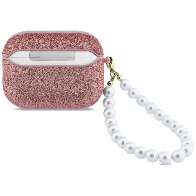 2. Etui Guess Glitter Pearl Strap na AirPods Pro 3 - różowe