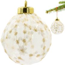 BOMBKA PLASTIKOWA BEZPIECZNA 8CM KORONKOWE ZDOBIENIE GWIAZDKI MICA