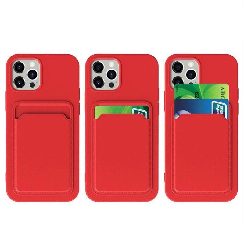 10. Card Case silikonowe etui portfel z kieszonką na kartę dokumenty do Samsung Galaxy A22 4G bordowy