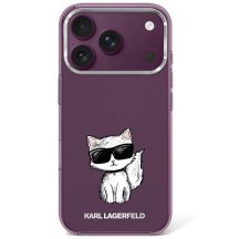 Etui Karl Lagerfeld IML Choupette Body Sketch Print MagSafe na iPhone 17 Pro / 18 Pro - burgundowe
