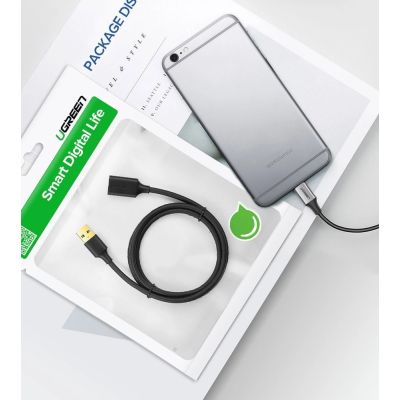 9. Ugreen kabel przewód przedłużacz przejściówka USB 3.0 (żeński) - USB 3.0 (męski) 3 m czarny (US129 30127)