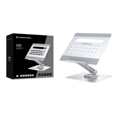 8. CONCEPTRONIC Uchwyt na laptopa ze stacją dokującą 7 w 1 srebrny
