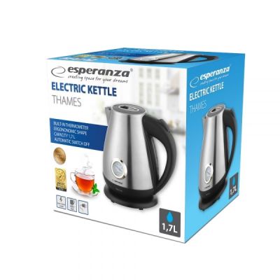 7. ESPERANZA CZAJNIK ELEKTRYCZNY THAMES 1.7 L SREBRNY MATOWY EKK029