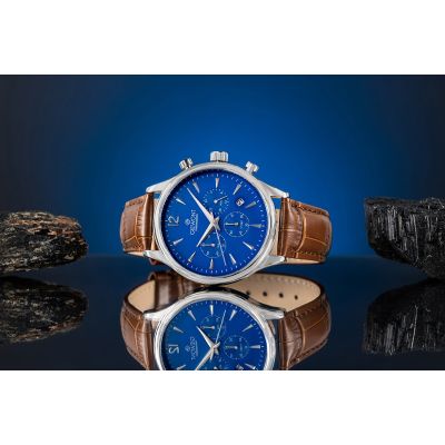 5. Zegarek Męski Giewont Chronograph Sapphire Brązowo Niebieski GW6310-A5