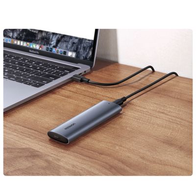 10. Ugreen kieszeń na dysk obudowa dysku twardego M.2 B-Key SATA 3.0 5Gbps szary + kabel USB Typ C (CM400)