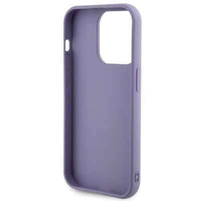 7. Etui Guess Sequin Script Metal na iPhone 15 Pro - fioletowe