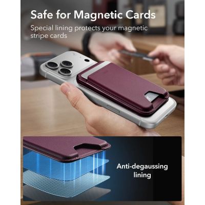 7. Portfel magnetyczny ESR Classic RFID Magnetic MagSafe - dark cherry