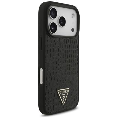 4. Etui Guess Croco Triangle Logo MagSafe na iPhone 18 Pro / 17 Pro - czarne