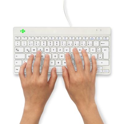 5. R-Go Tools Ergonomiczna R-Go Compact Break klawiatura, z oprogramowaniem do robienia przerw, QWERTZ (DE), przewodowa, biała