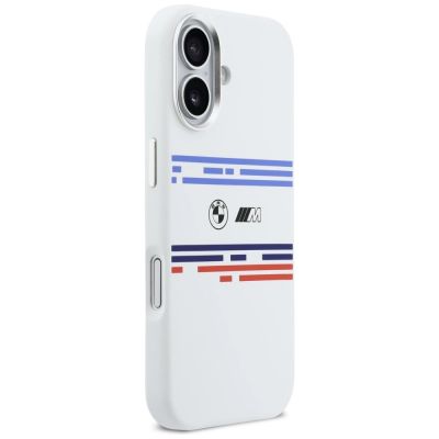 4. Etui BMW M Silicon Horizontal Line MagSafe na iPhone 17- białe