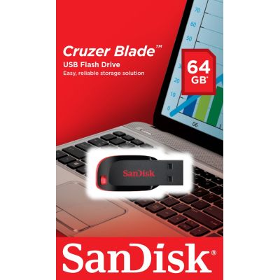 7. Pendrive SanDisk Cruzer Blade SDCZ50-064G-B35 (64GB; USB 2.0; kolor czarny)