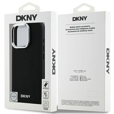 8. Etui DKNY Plain Silver Logo MagSafe na iPhone 16 Pro Max - czarne