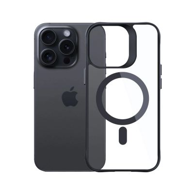 18. Etui 3mk Satin Armor MagCase z MagSafe na iPhone 15 Pro Max - przezroczyste z czarną ramką