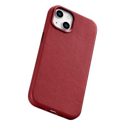 12. iCarer Case Leather pokrowiec etui z naturalnej skóry do iPhone 14 Plus czerwony (kompatybilne z MagSafe)