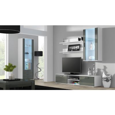 5. Szafka RTV SOHO 180 biały/ szary połysk