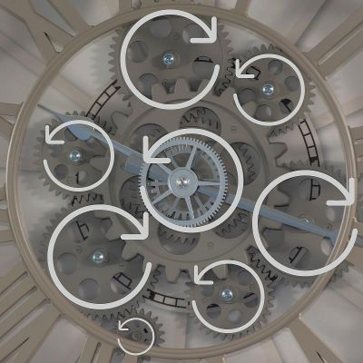 11. ZEGAR ŚCIENNY OBROTOWY MECHANIZM 38CM CAPPUCCINO