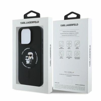 5. Etui Karl Lagerfeld Silicone Karl&Choupette Heads Ring MagSafe na iPhone 16 Pro Max - czarne