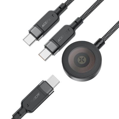 3. Kabel 3w1 Acefast C6-11 USB-C - 2x USB-C / Qi 480Mb/s 100W 1.2m - czarny
