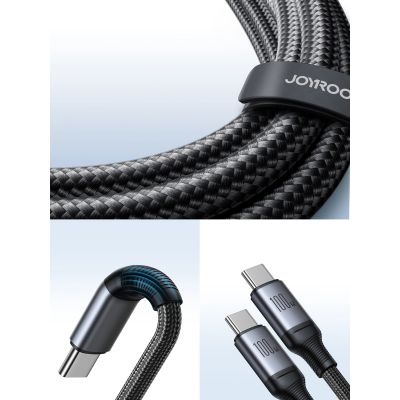 10. Kabel Joyroom Speedy Series S-A21 2w1 USB-C - USB-C / USB-C 100W 1.5m - czarny