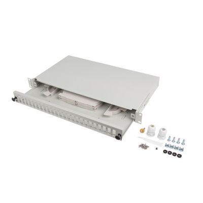 2. Przełącznica światłowodowa LANBERG 24xSC duplex / 24xLC quad RACK 19" 1U szara + akcesoria