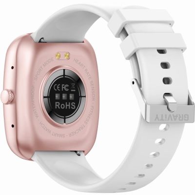 9. Smartwatch Damski GRAVITY GT18-2 Różowy Pasek Silikonowy + Biały Pasek