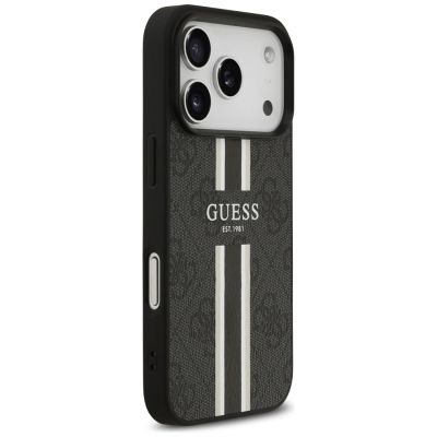 4. Etui Guess 4G Printed Stripes MagSafe na iPhone 17 Pro - czarne