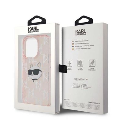 8. Etui Karl Lagerfeld IML Choupette Head & Monogram na iPhone 14 Pro Max - różowe