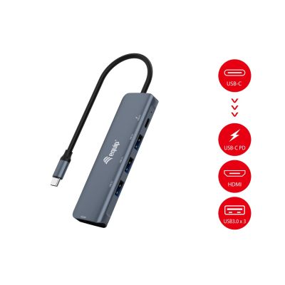 3. Equip 133487 huby i koncentratory USB 3.2 Gen 1 (3.1 Gen 1) Type-C 5000 Mbit/s Czarny, Szary