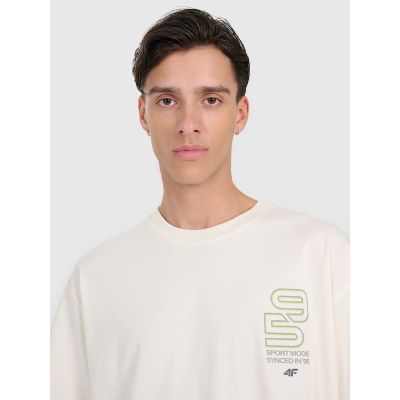 4. T-shirt oversize z nadrukiem męski 4F 4FRAW25TTSHM3220-11S