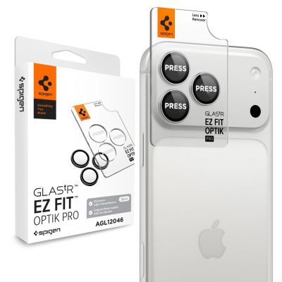 6. Szkło hartowane na aparat Spigen Optik Pro GLAS.TR EZ FIT 2-Pack na iPhone 18 Pro / 18 Pro Max - srebrne