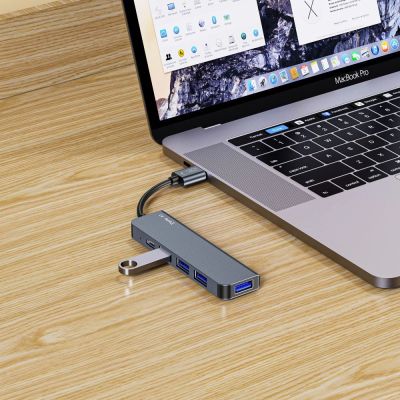 5. HUB Tech-Protect V0 5w1 USB-A - USB-A 3.0 / 3x USB-A 2.0 / USB-C - szary