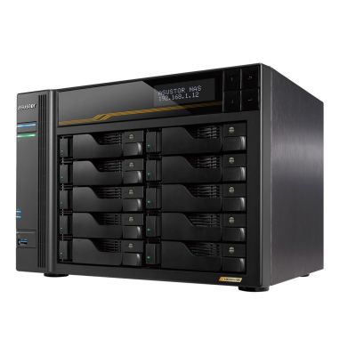 7. NAS Asustor AS6810T; Tower; 10x (3.5" SATA HDD/ 2.5" SSD); AMD Ryzen Embedded V3C14; 16G ECC DDR5 SODIMM (max. 64GB), 2x 10GbE, 2x 5GbE, 4x M.2 2280 NVMe PCIe 4.0, 2x USB4, 2x USB 3.2 Gen, 1x optional 10 GbE card