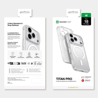 12. Etui AMAZINGTHING Titan Pro Lens na iPhone 18 Pro Max z osłoną aparatu i mocowaniem na smycz kompatybilne z MagSafe - przezroczyste