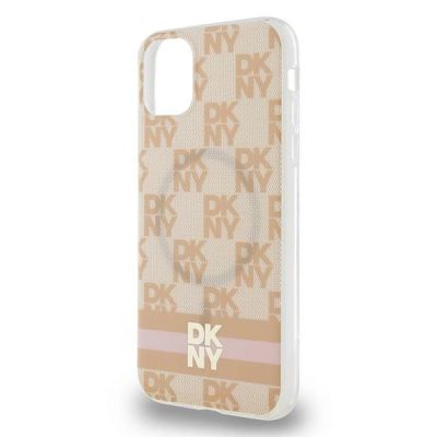 6. Etui DKNY IML Checkered Mono Pattern & Printed Stripes MagSafe na iPhone 11 / Xr - różowe