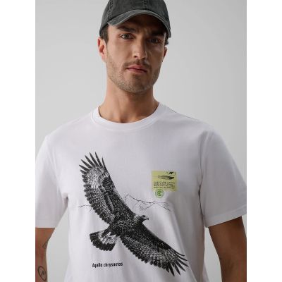 3. T-shirt regular z nadrukiem męski 4F 4FKAW26TTSHM4499-10S