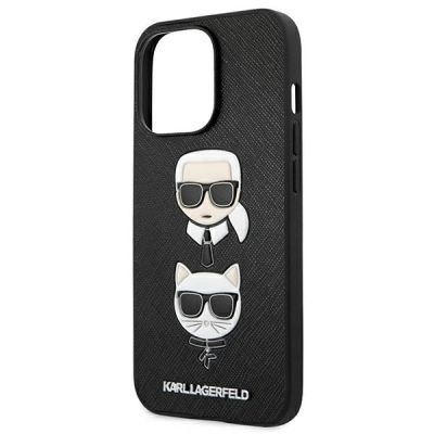 6. Etui Karl Lagerfeld Saffiano Karl&Choupette Head na iPhone 13 Pro / 13 - czarne