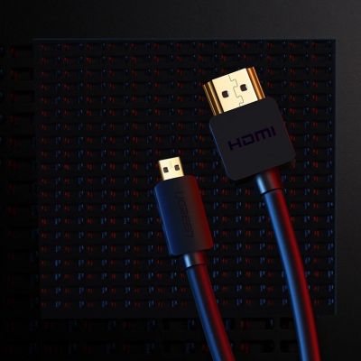 13. Ugreen kabel przewód HDMI - micro HDMI 19 pin 2.0v 4K 60Hz 30AWG 1,5m czarny (30102)
