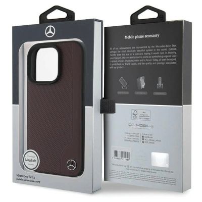 9. Etui Mercedes MB Wood Imitation Leather MagSafe na iPhone 16 Pro Max - czerwone