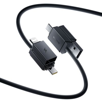 3. Kabel Baseus Versatile 60W USB-C - USB-C z adapterami USB-A i Lighting 1m - czarny