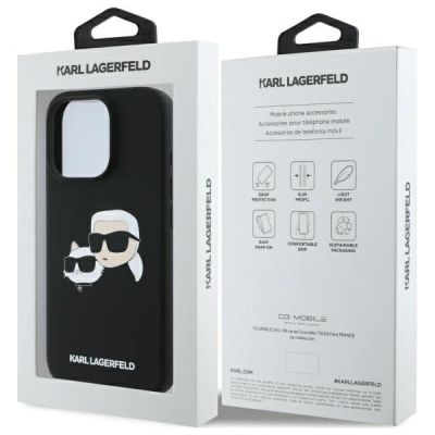 8. Etui Karl Lagerfeld Silicone nauble Heads Print MagSafe na iPhone 16 Pro - czarne