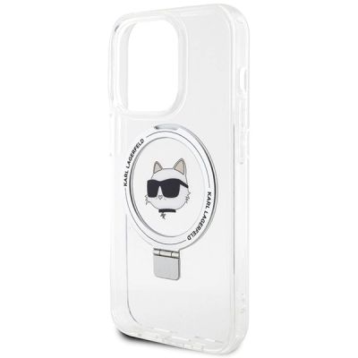 6. Etui Karl Lagerfeld Ring Stand Choupette Head MagSafe do iPhone 15 Pro Max - białe