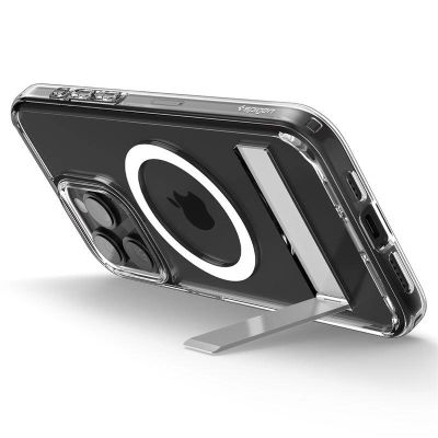 9. Etui Spigen Ultra Hybrid S MagSafe z podstawką do iPhone 15 Pro - przezroczyste