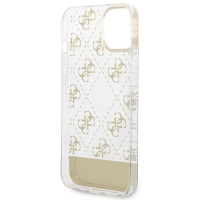 7. Etui Guess 4G Pattern Script na iPhone 14 Plus - złote