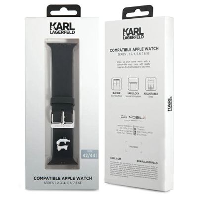4. Pasek Karl Lagerfeld 3D Rubber Choupette Head na Apple Watch 42/44/45/49mm - czarny