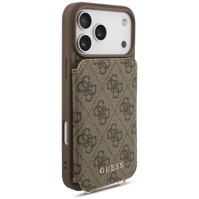 3. Etui Guess 4G Cardslots & Magnetic Closure Crossbody na iPhone 18 Pro Max / 17 Pro Max - brązowe