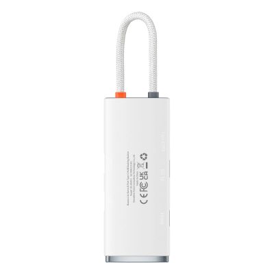 4. Baseus Lite Series wielofunkcyjny HUB USB Typ C - 2 x USB 3.0 / USB Typ C PD / HDMI 1,4 / SD/TF biały (WKQX050102)