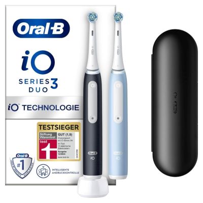 Szczoteczka elektryczna Oral-B iO Series 3n Matt Black/Ice Blue, Rodzaj: Rotacyjna, Zasilanie: Akumulatorowe, Tryby: Wybielanie, Codzienne czyszczenie, Delikatne