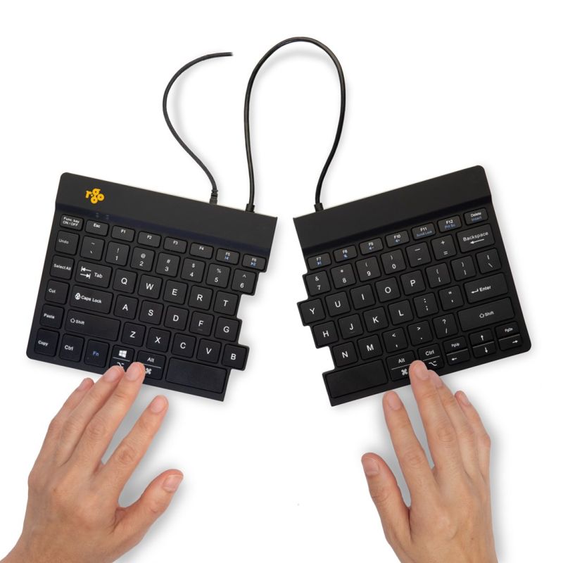 19. R-Go Tools Ergonomiczna klawiatura R-Go Split Break v2 z oprogramowaniem break, QWERTY_US, przewodowa, czarna