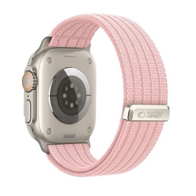 2. Pasek Tech-Protect Nylon Sport na Apple Watch 44 / 45 / 46 / 49 mm - jasnorózowy