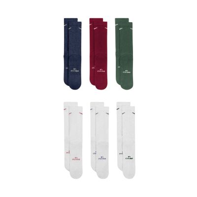 3. Skarpety Nike Everyday Elevated 6 par białe, zielone, bordowe, niebieskie HQ8021 907